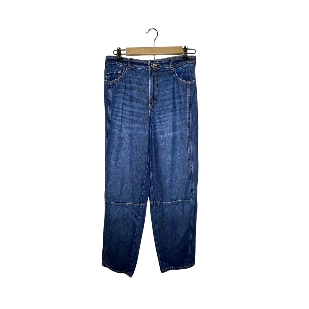 Loft The Barrel Jeans Womens Size 8 Medium Wash High Rise Seam Detail Denim